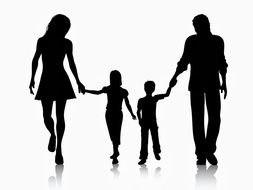 black silhouette of a family holding hands