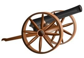 military cannon on wooden wheels