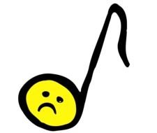 drawing of a sad musical note