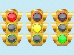 traffic lights on a blue background