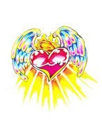 drawing of Heart With colorful Angel Wings