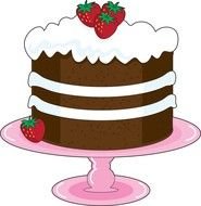 drawn cake with strawberries