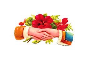 handshake on the background of flowers