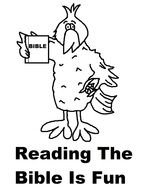 funny bird with bible, drawing