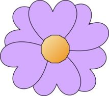 drawing of a purple daisy on a white background