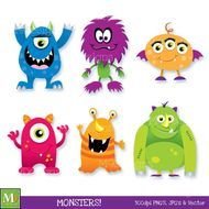 Digital Monsters Instant Download Icons Scary Fun N2