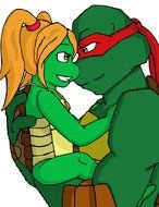 Clipart of the Rafaello and small girl turtle