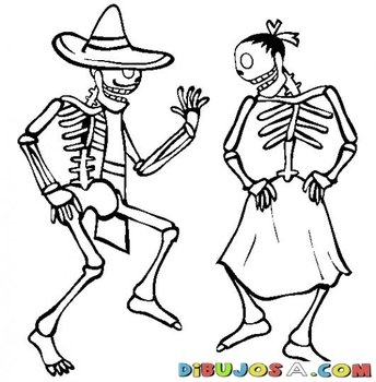 Colorear Dibujos De Cholo Pareja Calaveras Mexicanas Bailando