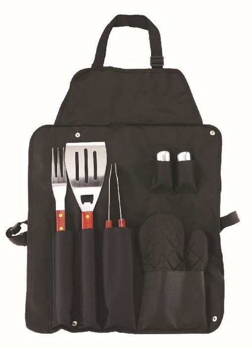6pc Bbq Utensil Set Barbecue Stainless Steel Tools Fork tong Apron