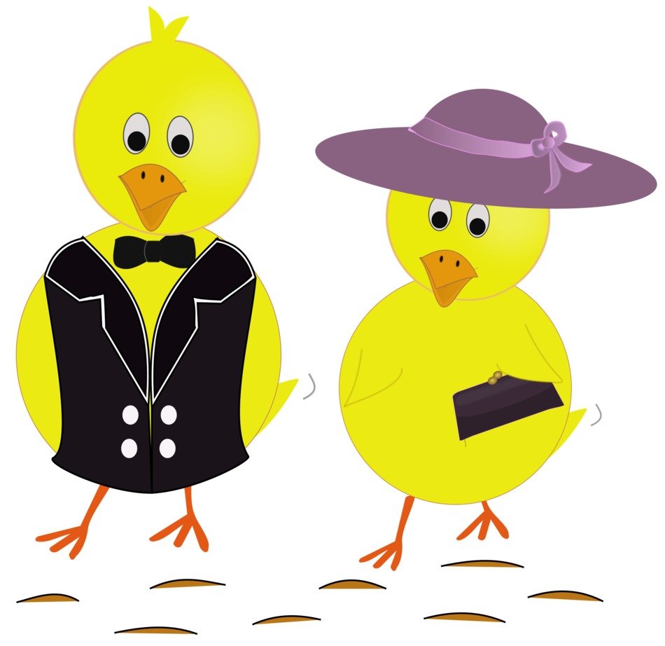 drawing of easter chicks in costumes