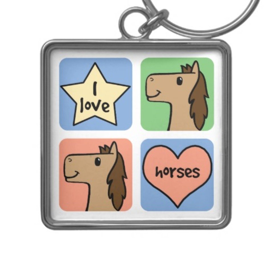 Cute Cartoon I Love Horses Smileys Key Chain Zazzle