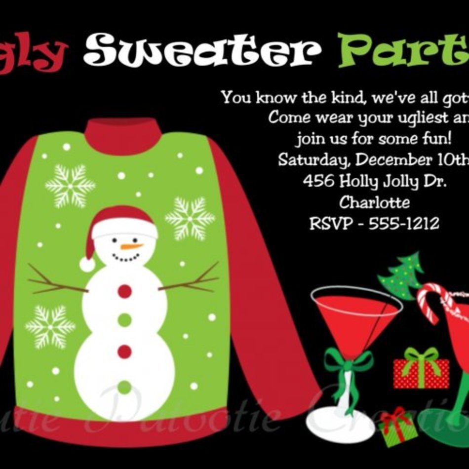 Ugly Sweater Christmas Party Invitation Holiday Inv