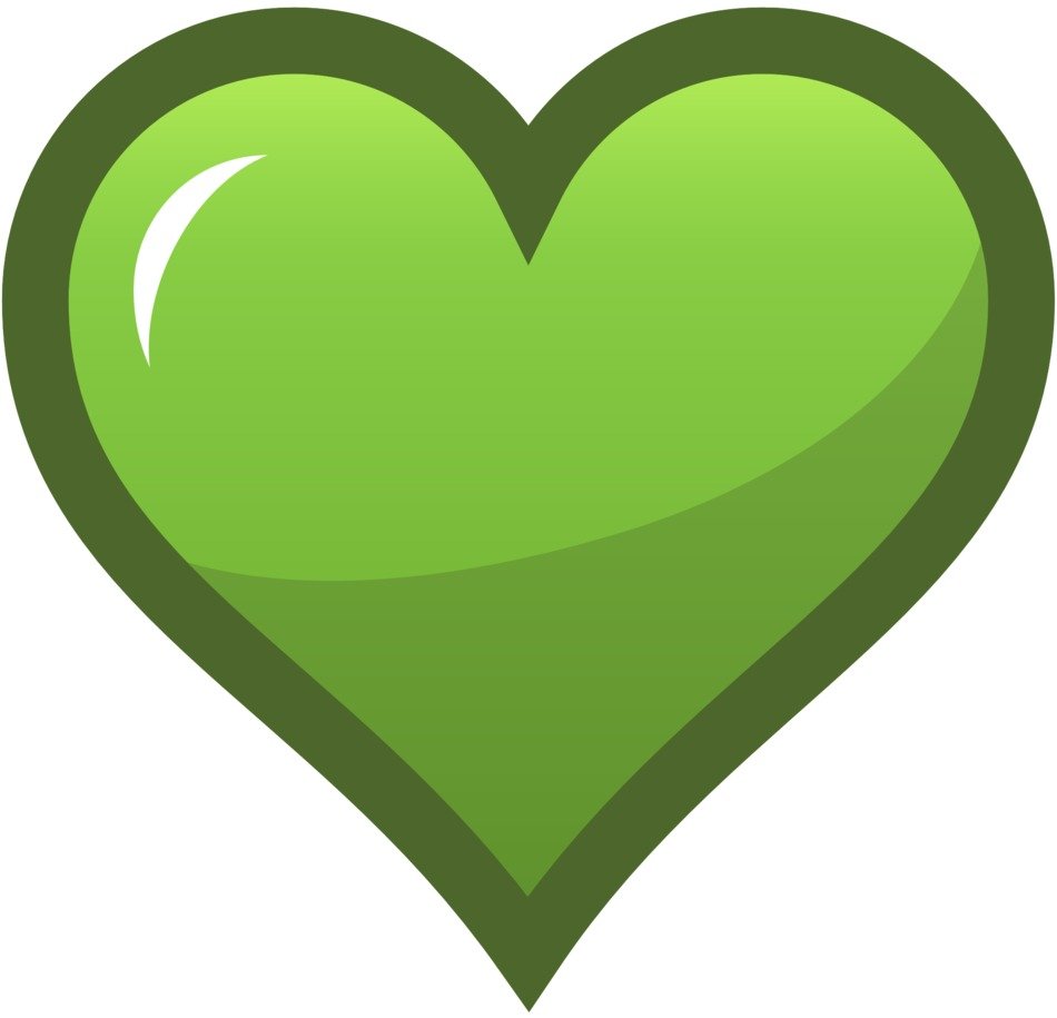 green heart on a white background