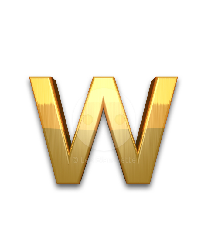 Gold Small Letter W drawing free image download