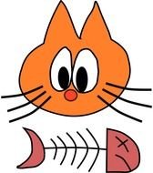 Cat and Fish Bone drawing