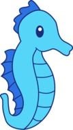 blue seahorse on a white background