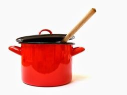 red pan for soup as a picture for clipart
