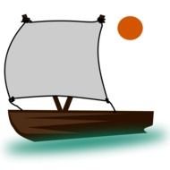 sailboat in the background of the sun as a graphic image