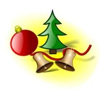 Christmas Ornament Brass Bells With A Red Ribbon And An Undecorated