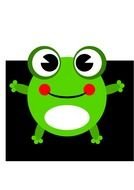 green funny frog on a black background