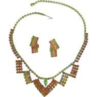 Rainbow Rhinestone Necklace And Earring Set From Openslate On Ruby