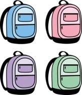 Four Kids School Backpacks drawing