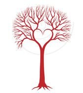 Red Love Tree With Heart Wedding Invitation Engagement Valentines