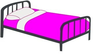 pink bedding on the bed