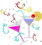 clipart party glasses with a drink at a party