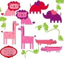 Colorful animals clipart