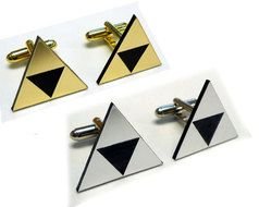 Pair Tri Force Zelda Gold And Silver Cuff Links