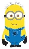 yellow minion with round glasses
