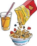 muesli for a breakfast as a graphic image