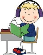 school boy with headphones