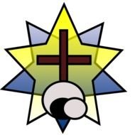 painted cross and stars on the tomb