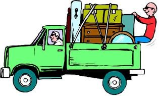 drawing of a man with furniture on a truck