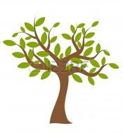 drawing of a tree with green leaves