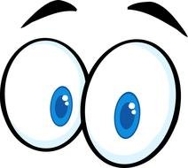 surprised cartoon blue eyes on a white background