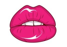 pink glossy Sexy Lips, drawing