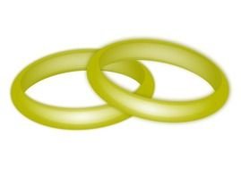 two wedding rings on the white background