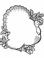 Black and white drawing of the turkey clipart