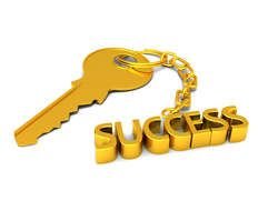 golden key with success keychain