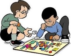 painted children play a board game