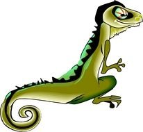 Cartoon gecko, green Lizard