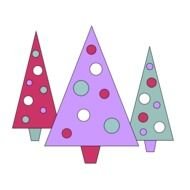 drawings of christmas trees with toys of different colors