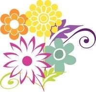 computer generated image of colorful flowers on a white background