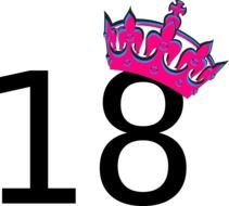 Pink Tilted Tiara And Number 18 At Clkercom Vector Clip