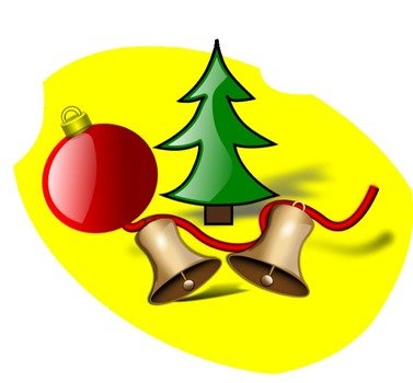 Christmas Ornament Brass Bells With A Red Ribbon And An Undecorated