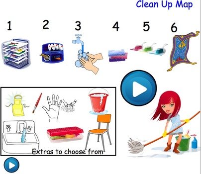 cleaning in colorful pictures