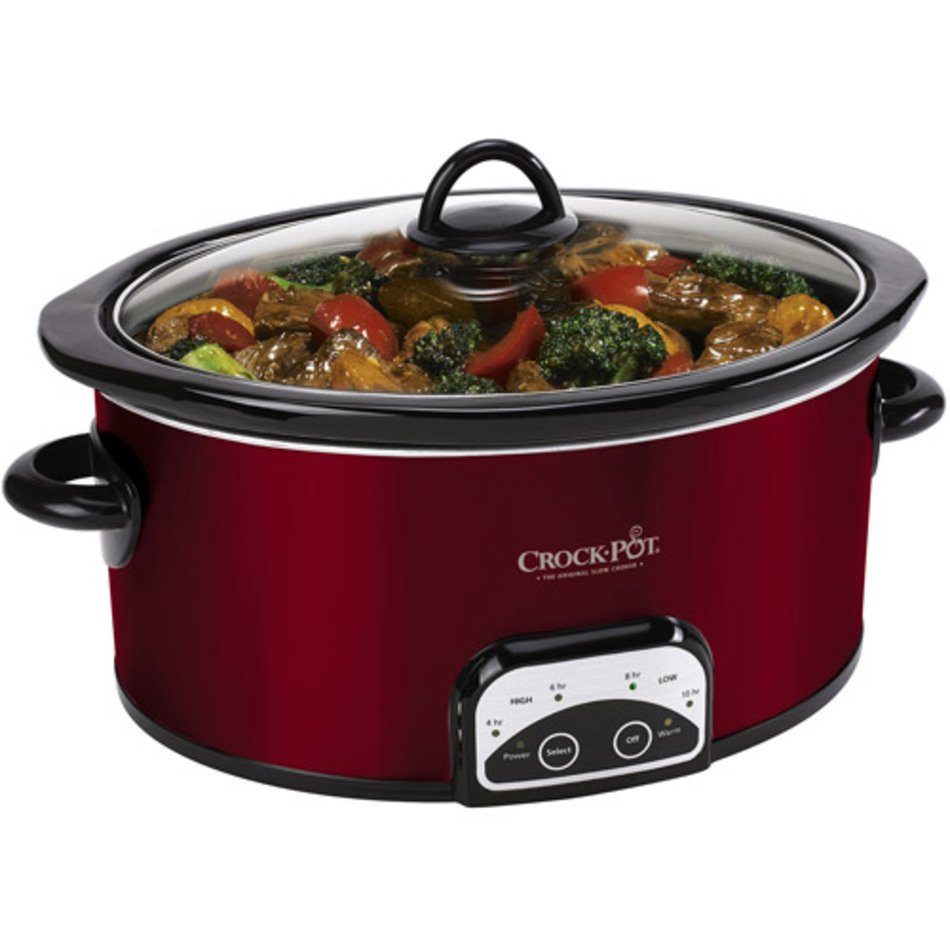 Crock Pot Slow Cooker Red 6 Quart Appliances Walmartcom